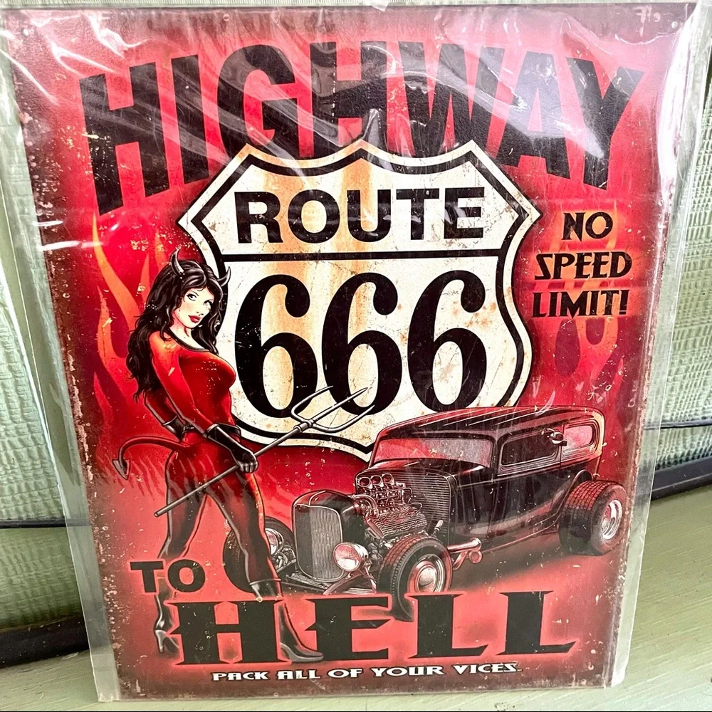 NEW Highway To Hell Metal Sign